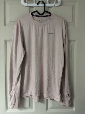 Nike Women’s Long-Sleeve Crew - Pale Pink with Silver Swoosh